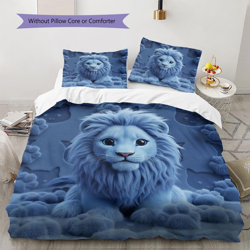Furryanimals Pattern Bedding Quilt Set Quilt Cover Pillowcase Home Decoration Birthday Gift (1 * duvet cover + 2 * pillowcase, without core)