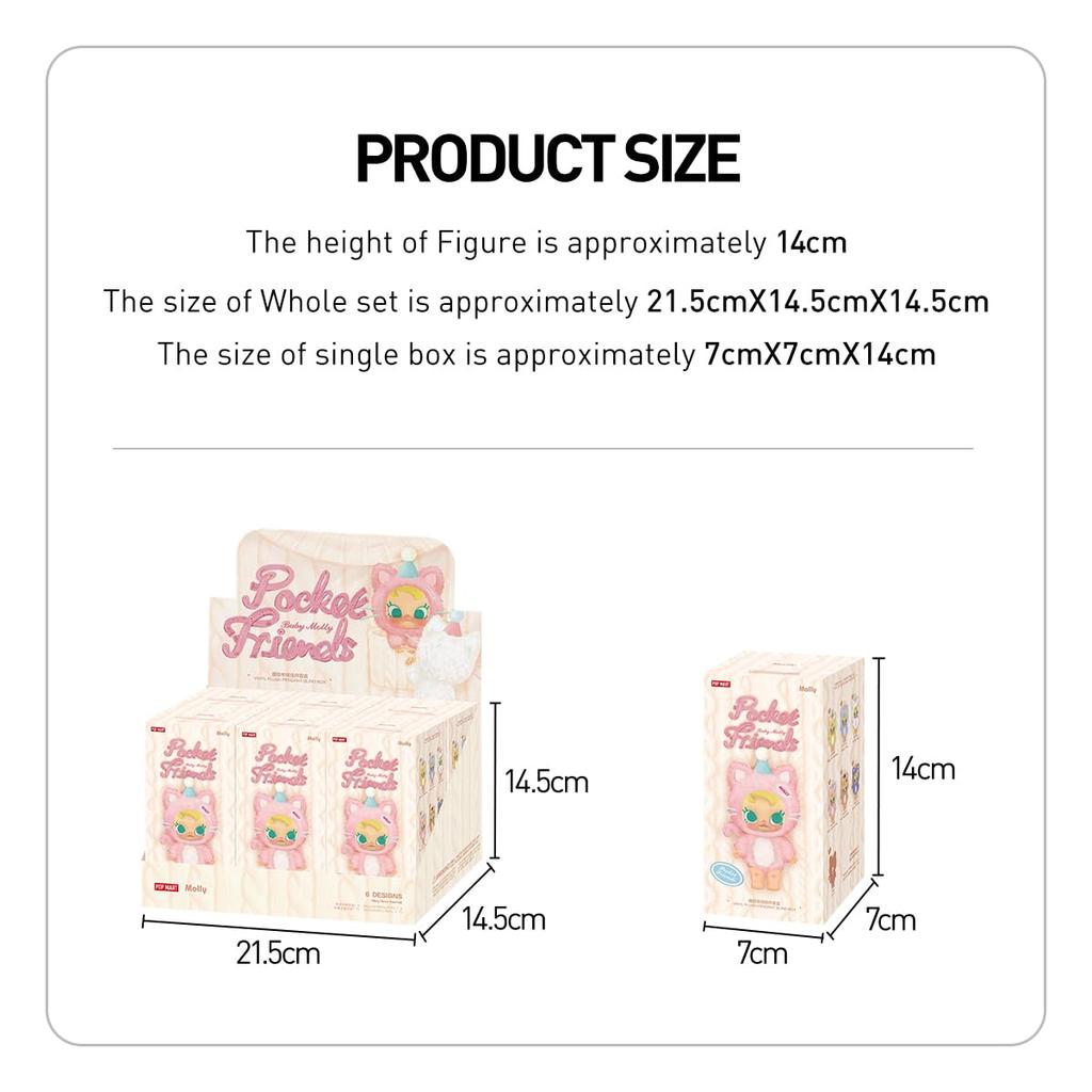 POP MART Baby Molly Pocket Friends Serie Plüschanhänger Box von Pop Mart Gachapon Blind Box Figur Plastikmodell Premium Spielzeug PVC Weichvinyl Original