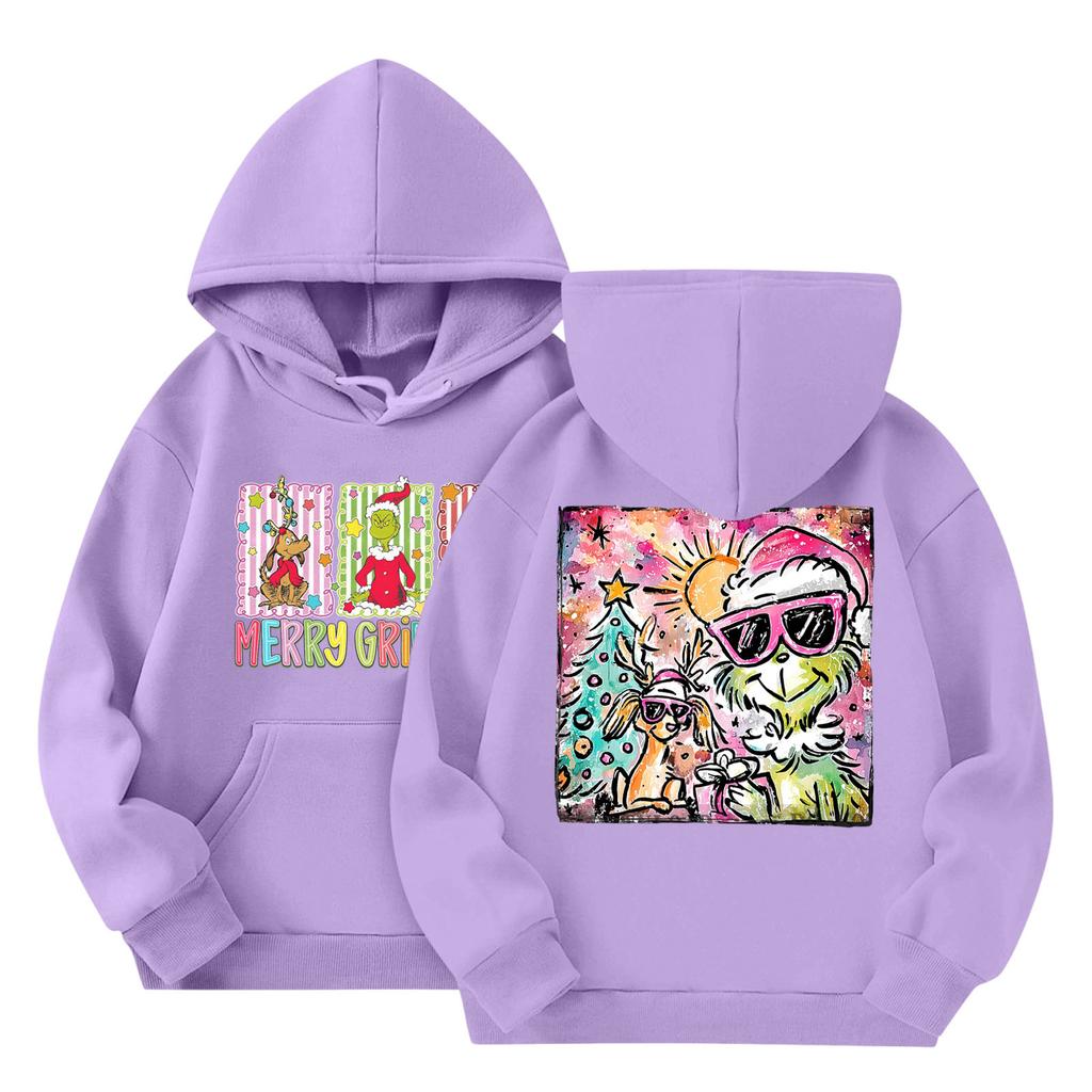 Child Fashion Lightweight Long Sleeve Pullover With Pockets  Print Hoodie