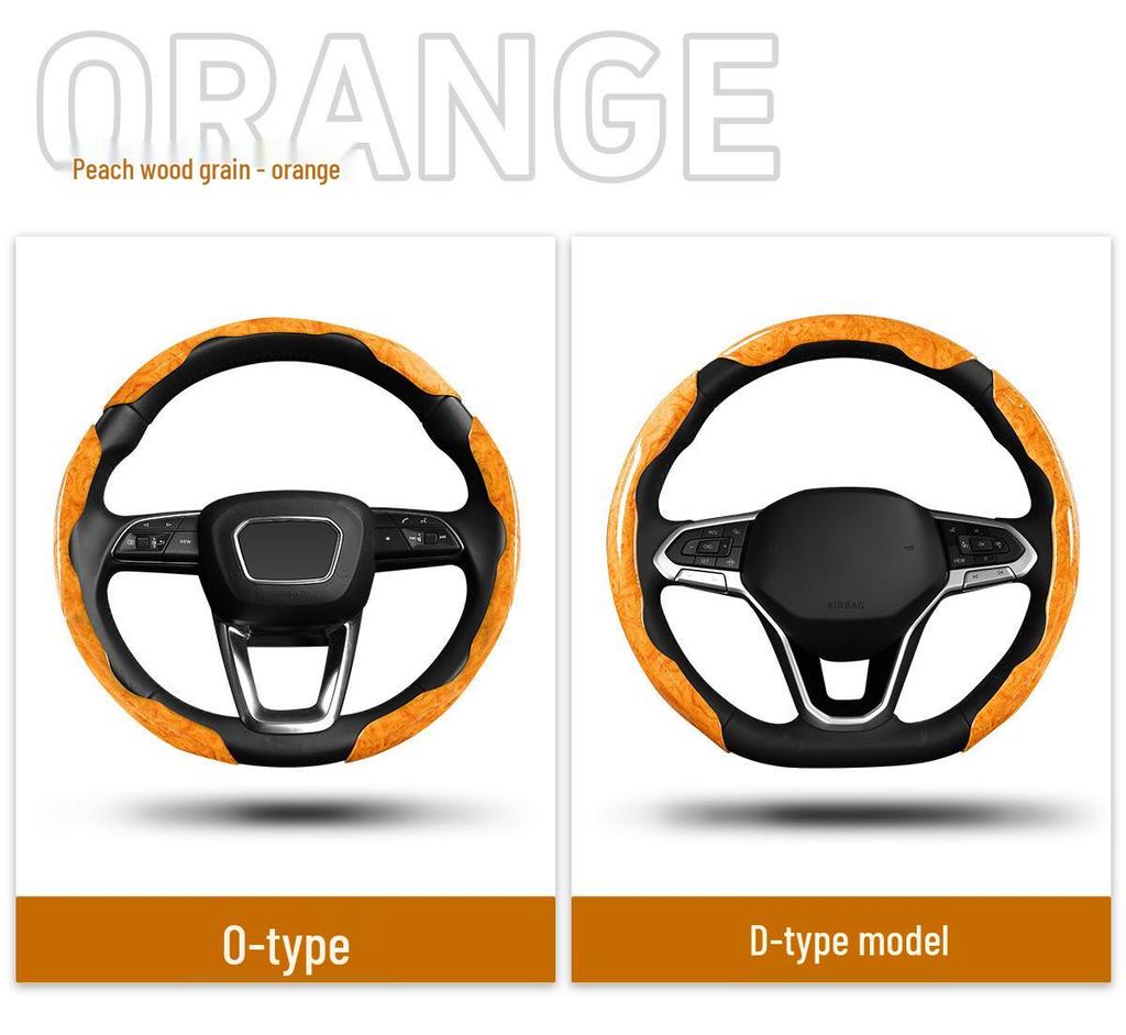 Lada Steering Wheel Cover: Wood Grain, High-End, Comfortable, Non-Slip, Fits O-Shape/D-Shape, All Seasons.