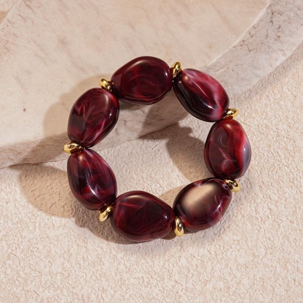 Bohemian Acrylic Bangle Smudging Retro Hand Ring Temperament Irregular Wide Bracelet Gift
