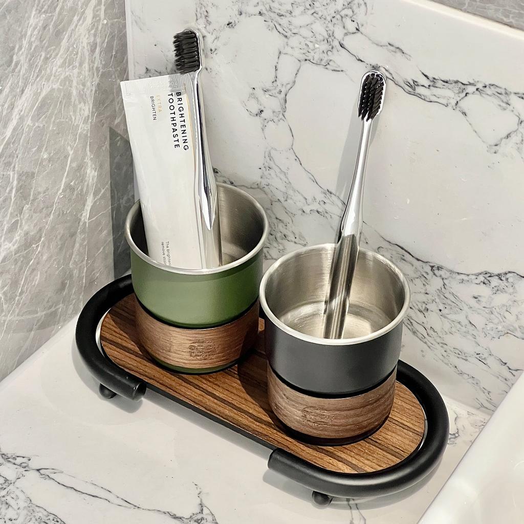 Edelstahl Mundspülbecher Haushalt Badezimmerregal Luxuriöser Zahnbürstenhalter Tischwaschbecken Badezimmerdekoration Modern