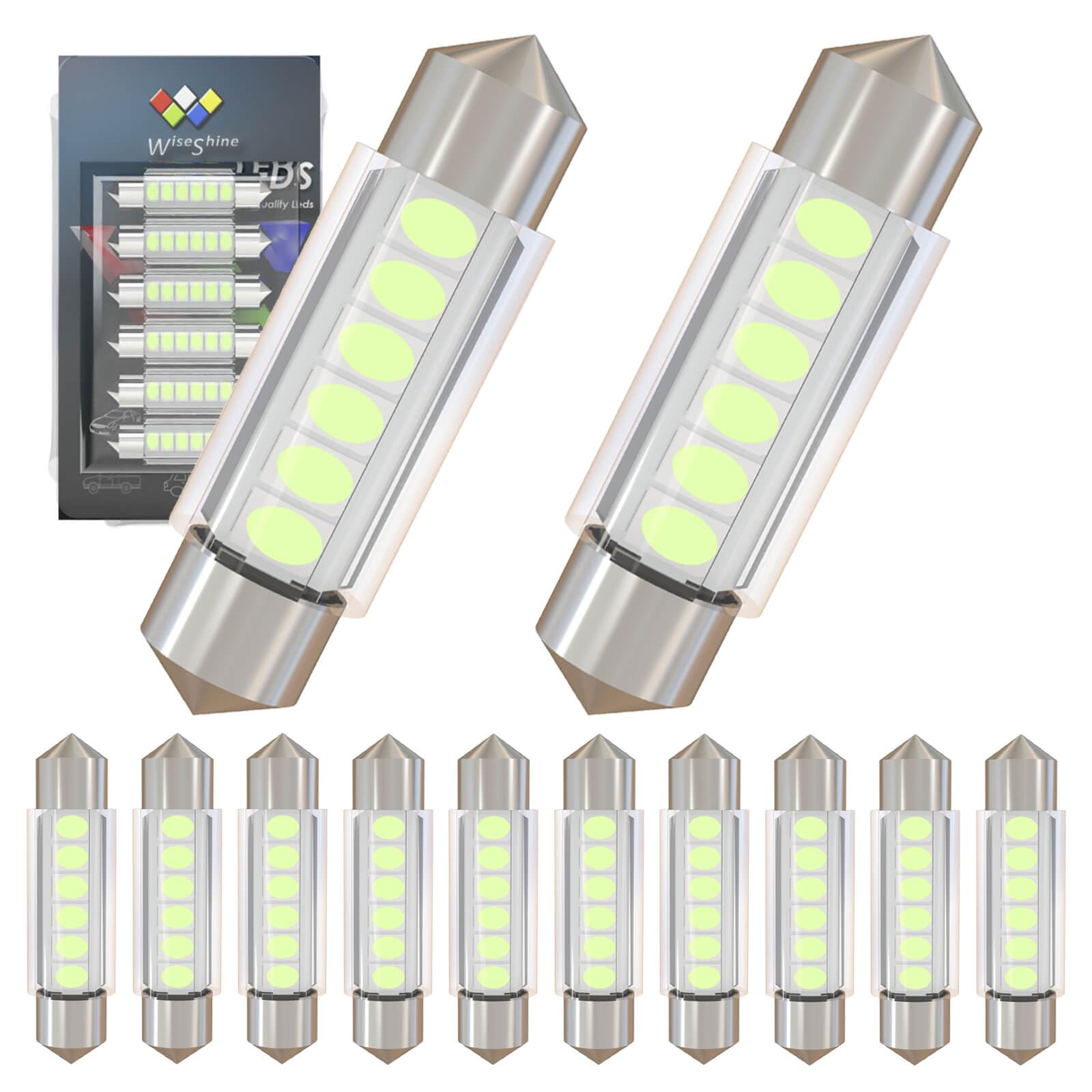 WiseShine DC 12V 36mm 6418 Festoon LED Bulb Ice Blue DC 12v 12pcs синий