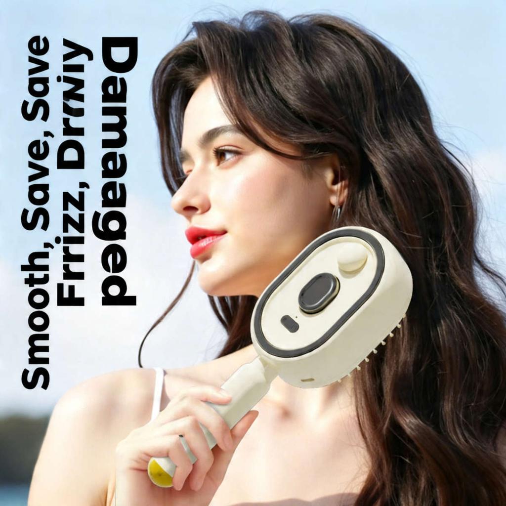 Electric Steam Hair Brush Comb & Mist Function Simultaneously Stronger Ion Technology Less Breakage No Residue for Beautiful Hai