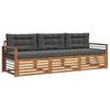 Outdoor Sofa Set with Cushions 3 Pcs Natural and Anthracite