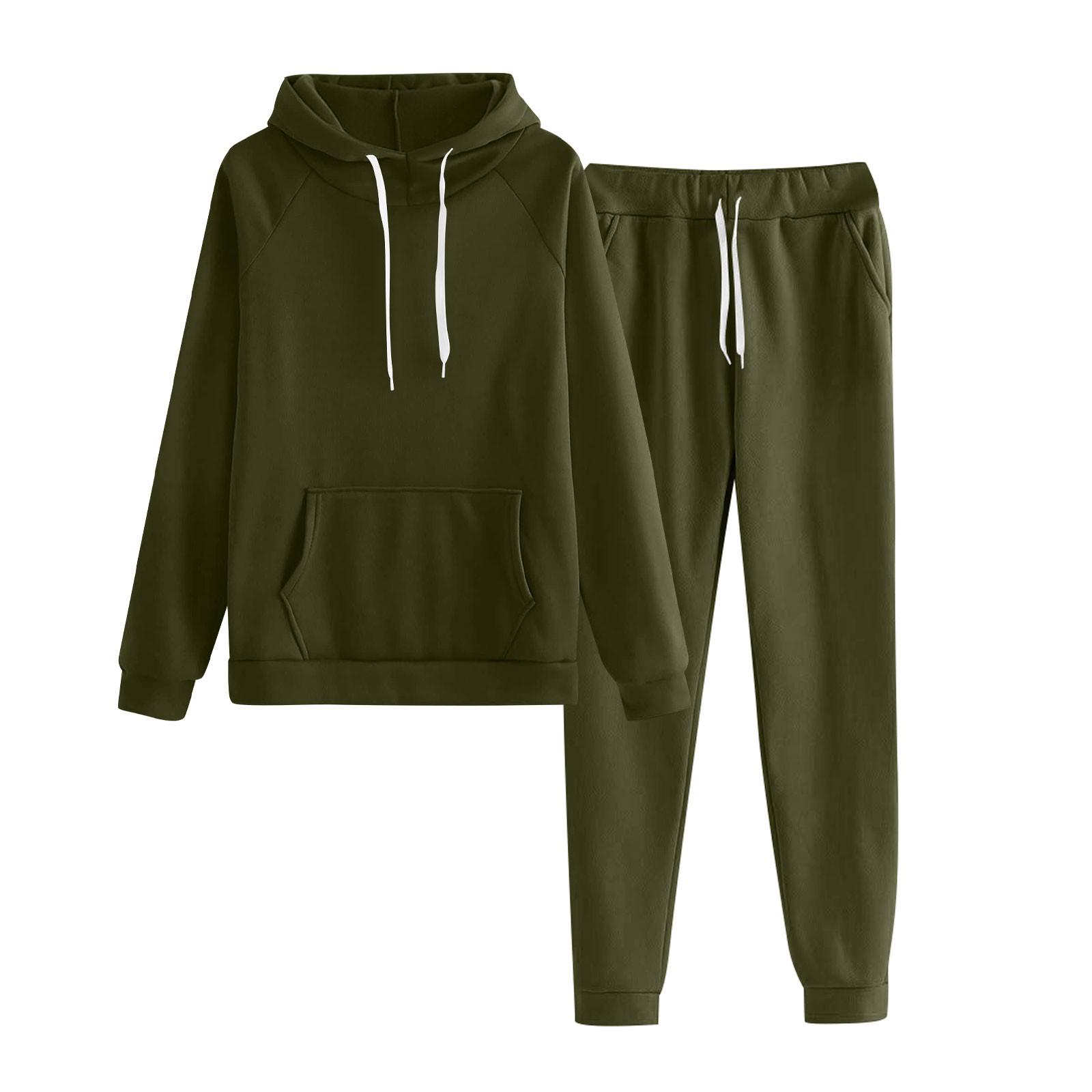 Women s Fashion Colour Long Sleeve Long Pants Sport Two Piece Set XXL