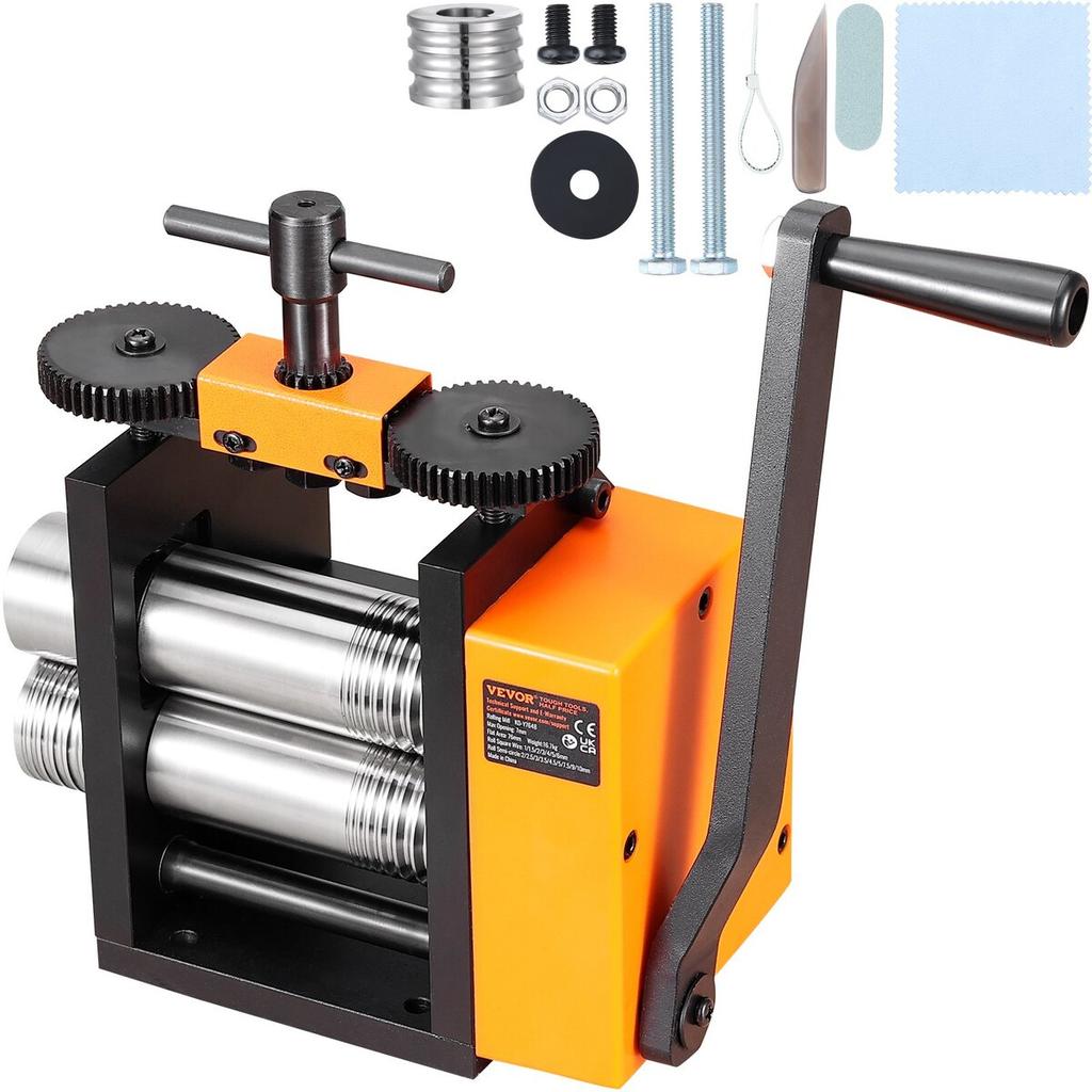 Rolling Mill, 3"/76 Mm Jewelry Rolling Mill Machine, 1: 2 Gear Ratio, 3-in-1 Multi-function Rolling Mill, 0.1-7mm Press Thickness for Metal Jewelry