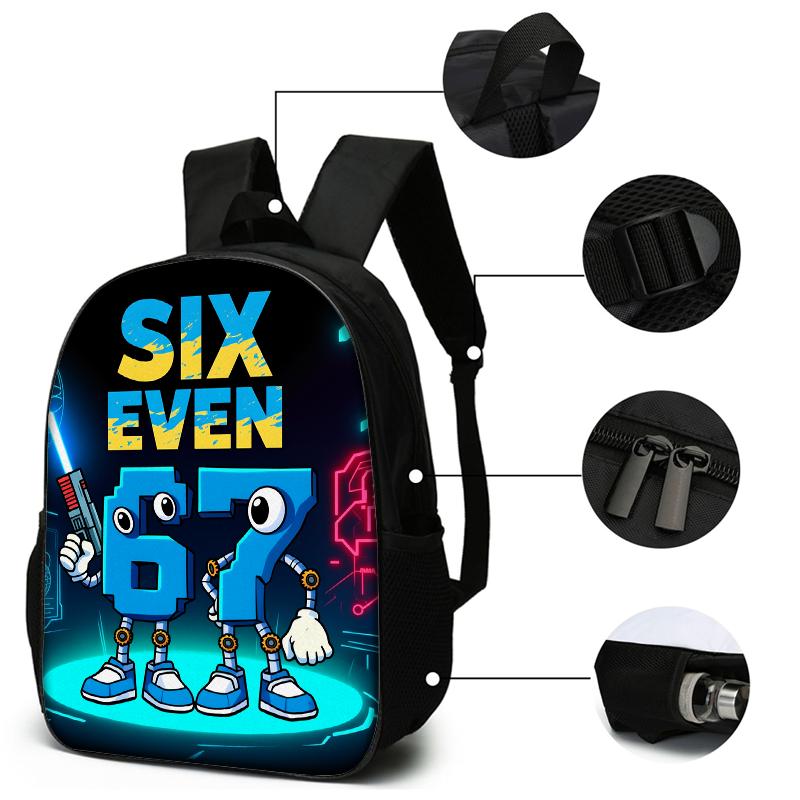 3pcs Cartoon Number 67 Pattern Backpack Set Lightweight Large Capacity School Bag Travel Bag with Shoulder Bag Pencil Bags Gift