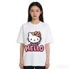 2026 Hello Kitty Cartoon Printed Short Sleeve Summer Comfortable Summer Loose Tshirt for Women