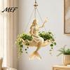 Unique Artistic Planter for Spider Plants Ballet Dancer & Mermaid Hanging Planter, Resin Shell-Shaped Flower Pot with Metal Chains, Lightweight Basket