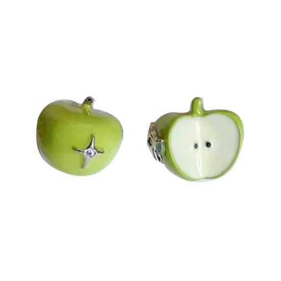 

1 Pair Stud Earrings Green Fruit Design High Gloss Glaze Non-Fading Ear Studs Lightweight Girl Earrings Fruit Jewelry A
