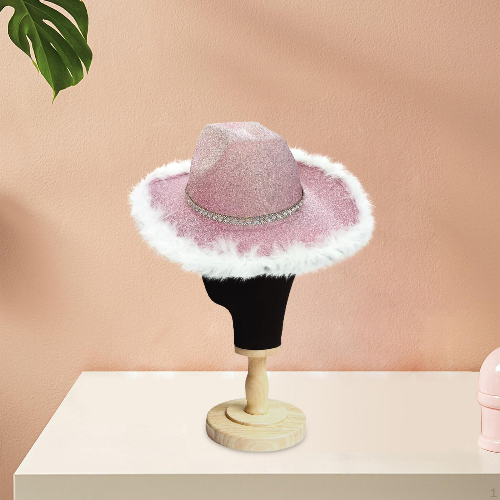 Ковбойская шляпа Блестящие костюмные аксессуары Широкополая с блестками для праздников Вечеринки Косплея