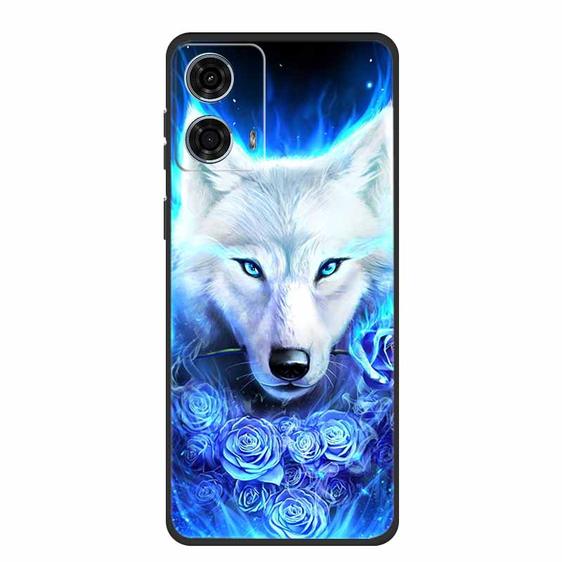 Pentru Motorola Moto G24 Power Carcasă Silicon Lup Leu TPU Moale Carcasă Telefon Pentru Moto G24 Power Capac Spate Desene Animate Carcasă Rezistentă la Șocuri