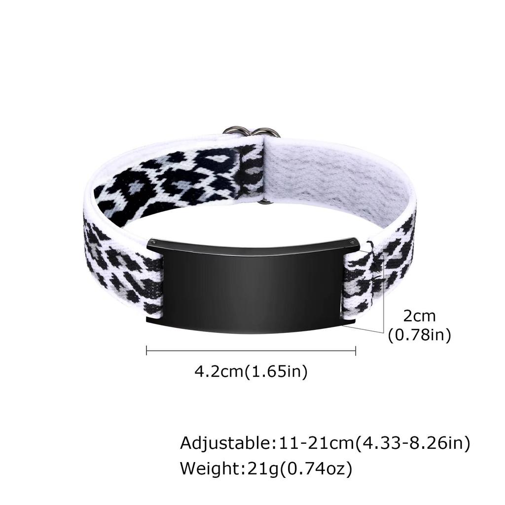 Vnox Free Engraved Curved Plate Bracelets Elastic Wristband for Men Women, Stainless Steel Adjustable Band, Personalized Jewelry