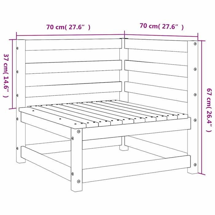 VidaXL Canapés d'Angle de Jardin 2 pcs, Sièges avec Dossier, Meubles de Terrasse Patio Arrière-cour Extérieur, 70x70x67 cm 837907