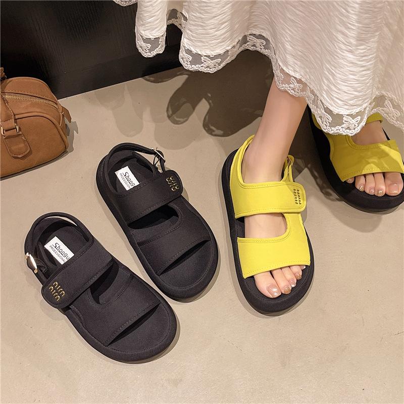 Velcro Casual Sports Sandals Women's 2025 Summer New Small Simple Trendy with Thick-soled High-heeled Women's Sandals
