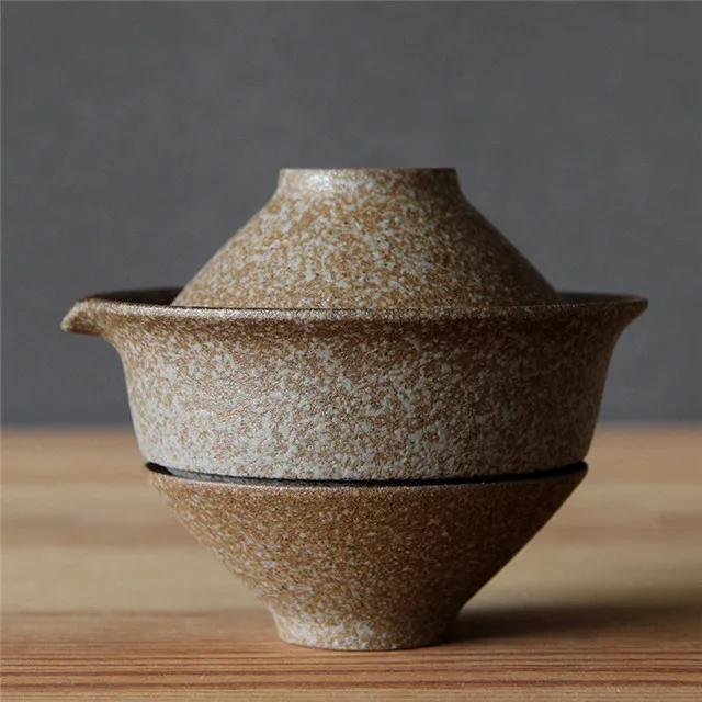 

Ceramic Tea Cup Set Portable Japanese Travel Teaware Kung Fu Tea Cup 1 Pot 2 Cups Home Office Travel Vintage Drinkware Three-piece Set