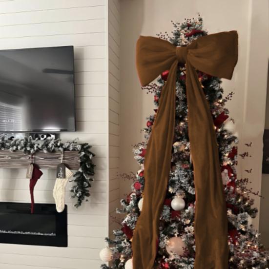 Adorno de Lazo para Árbol de Navidad de 71 Pulgadas Terciopelo Rojo Lazo Grande Decoración Navideña Decoración Festiva para Coronas Domésticas Pared