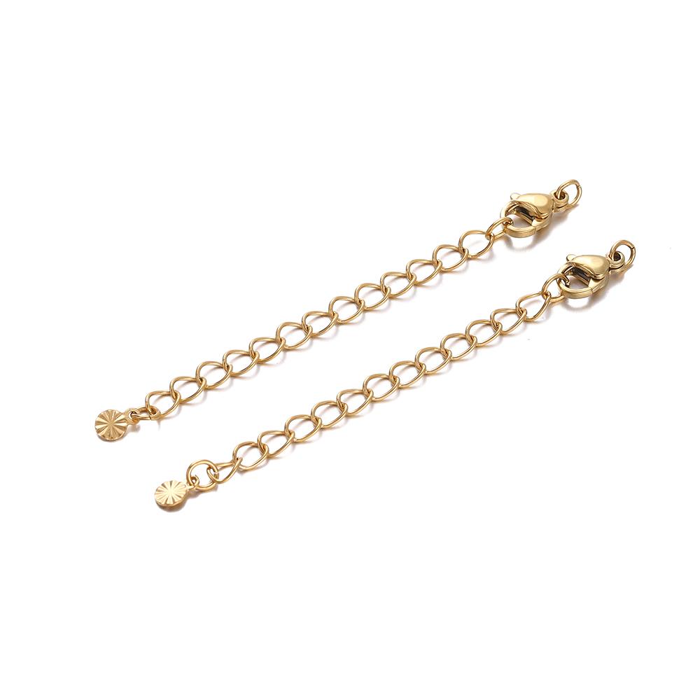 10pcs Stainless Steel Extension Extended Tail Chains Lobster Clasps Connectors DIY Jewelry Making Findings Bracelet Necklaces
