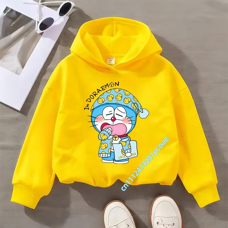 Doraemon children's hooded sweatshirt for boys, girls' casual top with cartoon print,long-sleeved,suitable for autumn and winter