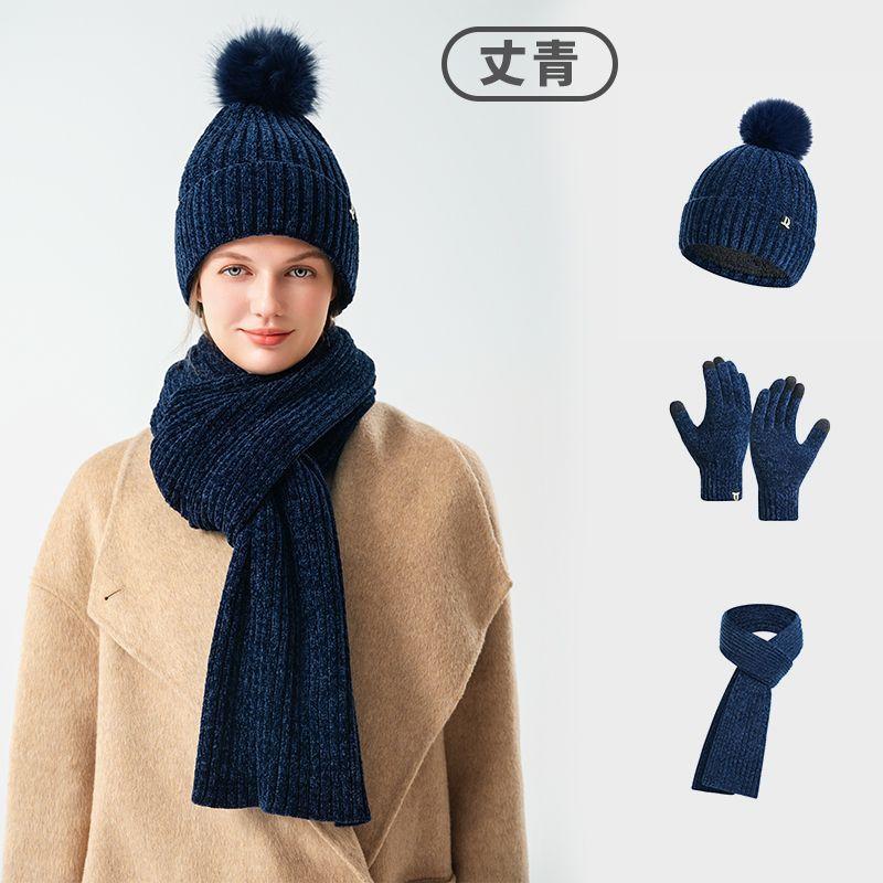 Women's Winter Knit Hat Scarf Gloves 3-Piece Set Thick Warm Knitted Beanie Set Soft Cozy Multiple Colors