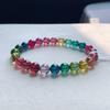 Natural Brazilian Tourmaline Rainbow Bracelet - Single Strand Hand Chain Gift for Couples