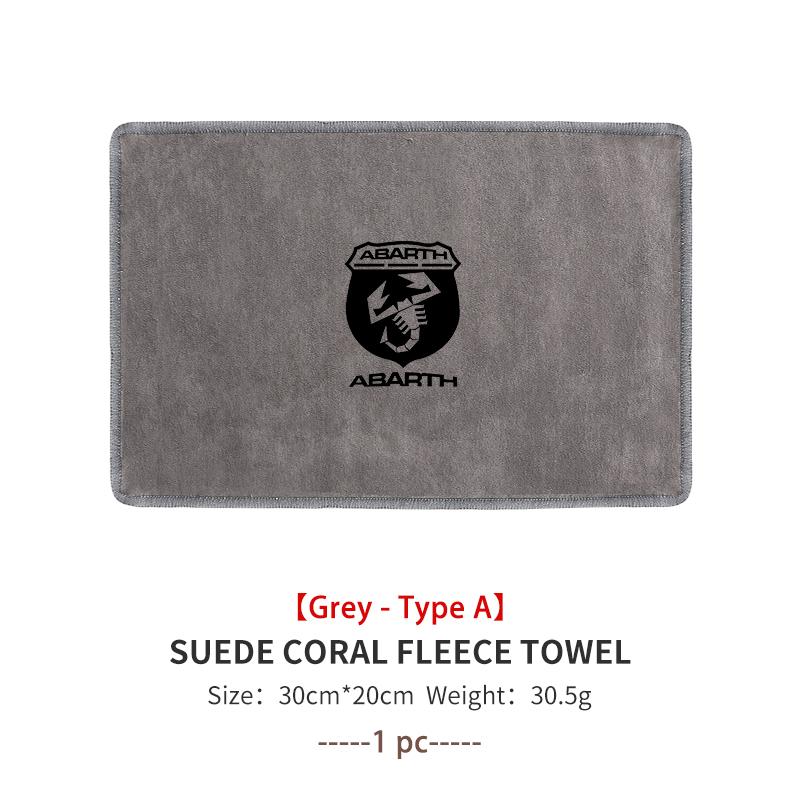 For Abarth Microfiber Towel Car Drying Towel Auto Plush Wash Towel Car Cleaning FR FIAT 500 Doblo Tipo Panda Ducato Punto Stilo
