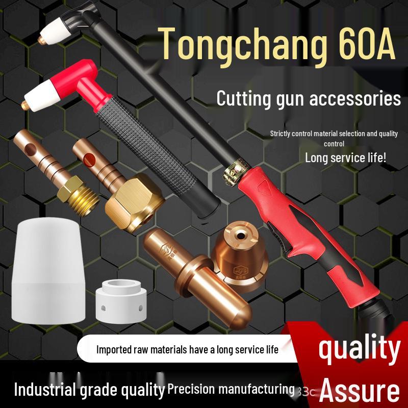 Tongchang Plasma Cutting Nozzle Set: 60A LGK40/50/60 Torch Accessories – Electrode, Swirl Ring, Ceramic Shield.