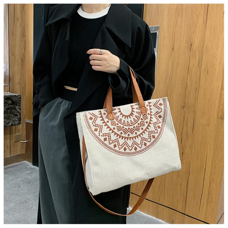 Geantă de mână pentru femei Servietă profesională pentru navetiști, umăr de capacitate mare, tipărire la modă, geantă de pânză, geantă tote simplă