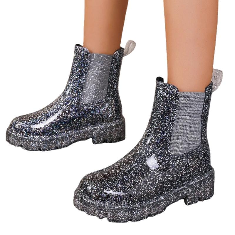 Shoes for Women 2024 New Slip-on Women's Boots Fashion Solid Casual Boots Women Hot Sale Round Toe Platform Rainboots Zapatos