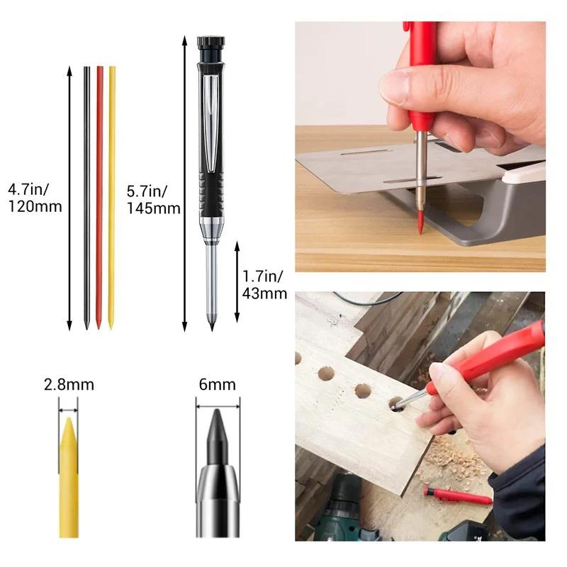 28mm Solid Carpenter Pencil Mechanical Pencil with Built-in Sharpener Carpentry Long Head Carpenter Pencil Stationery Supply