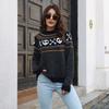 Women S Long Sleeve Skull Jacquard Retro Polka Dot Loose Knit Sweater