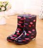 Fashion Print Rain Boots Women Waterproof Work Shoes for Girls Non Slip Anti Skip PVC Water Shoes Rainboots Mid-Calf Botas 2024