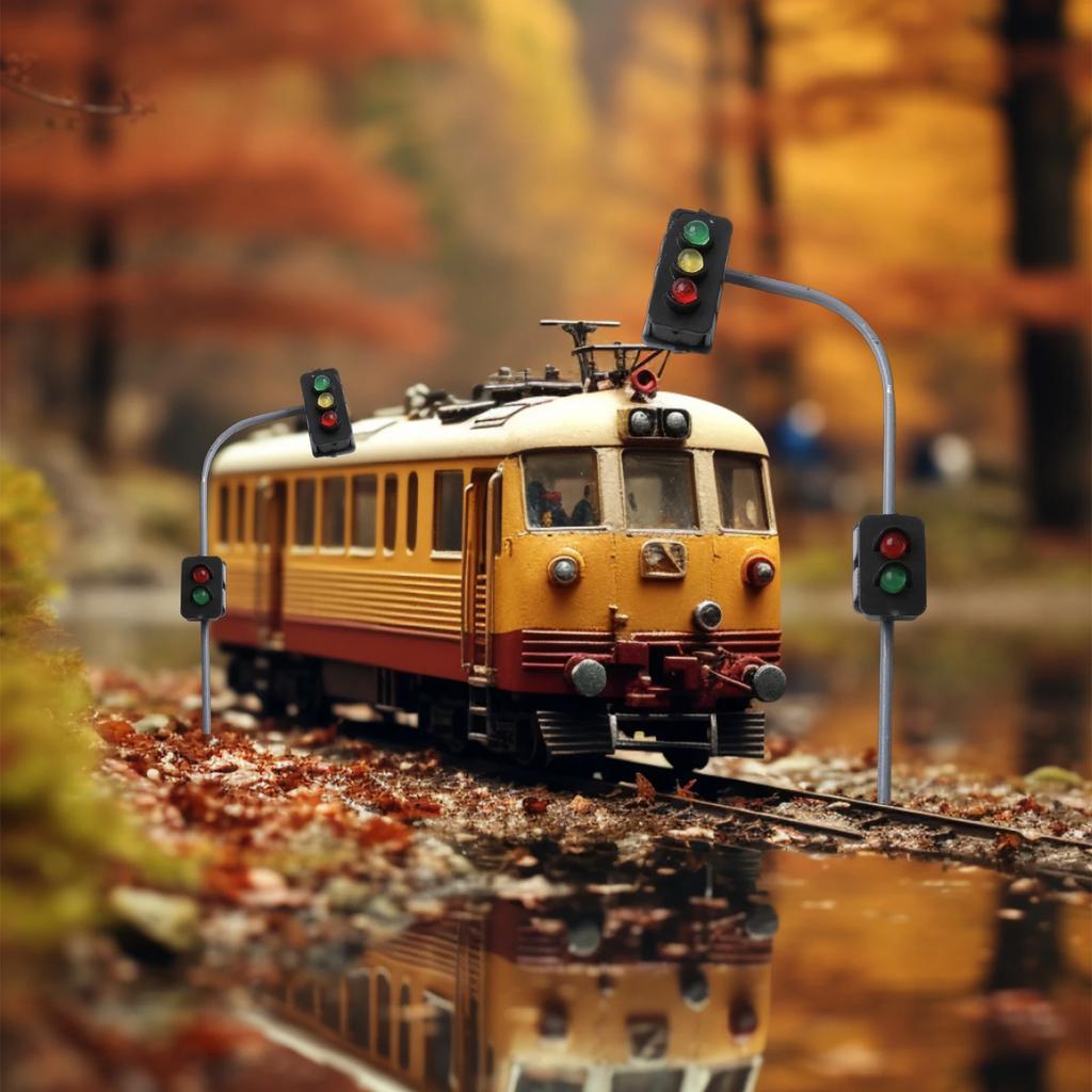 2PCS 3V DC Traffic Lights 6cm Crossing Walk Model LED Pedestrian Street Signals N Scale Layouts Accessories With Wires And LEDs