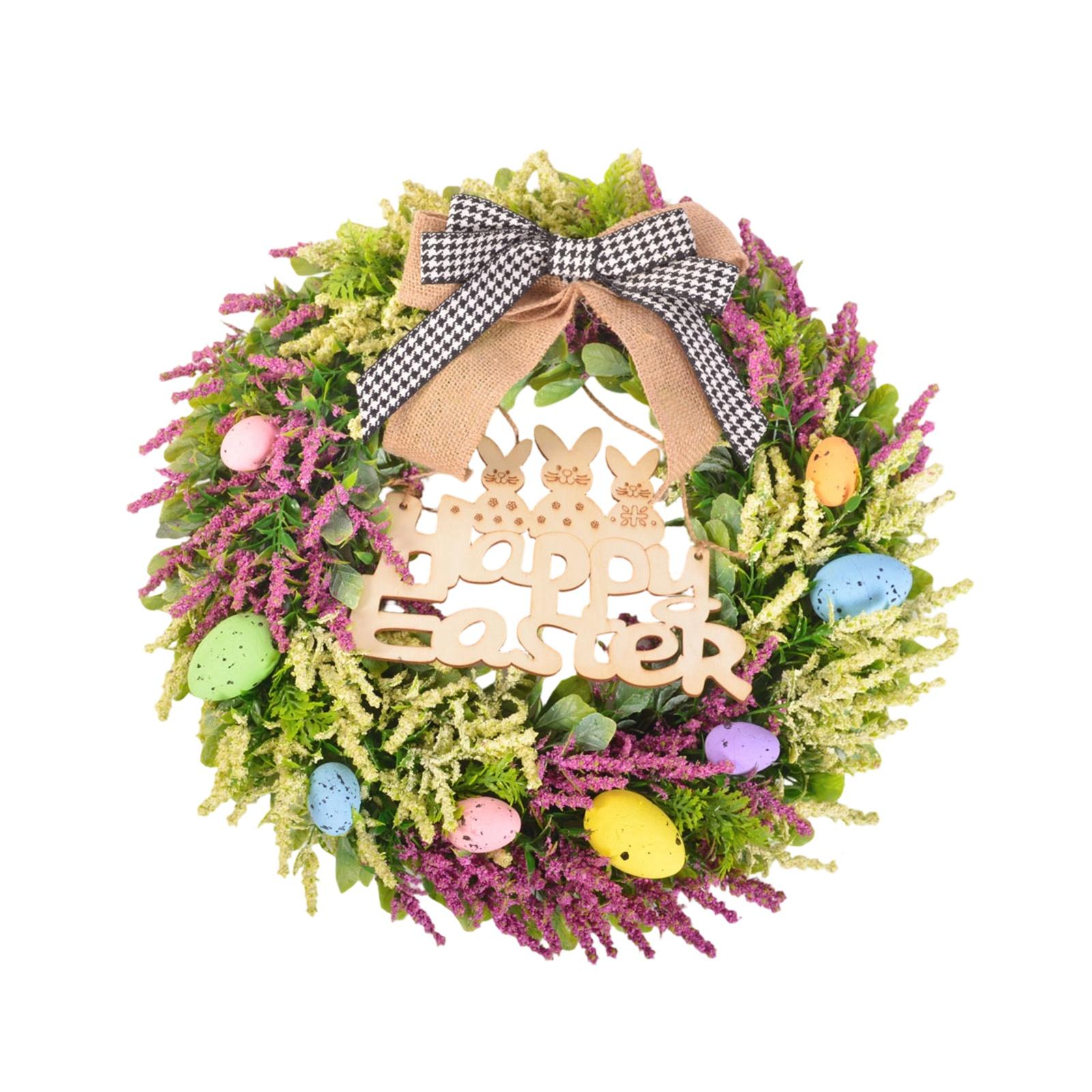 

Artificial Flower Wreath Easter Wreath With Bird Eggs Home Decor For Front Door Wall One Size