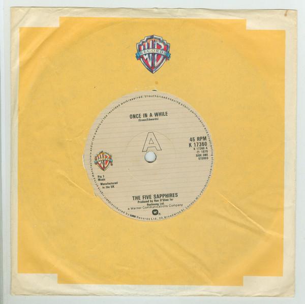 7inch Record FIVE SAPPHIRES  Once In A While  Falling In Love K17360 WARNER BROS. 1979 UK SoulFunk Used
