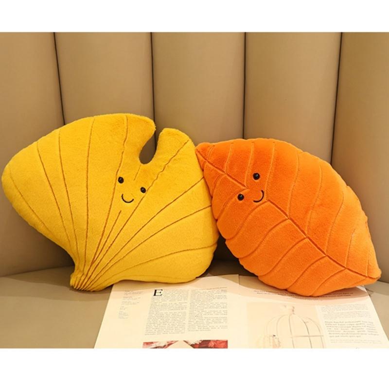 Green Plant Plush Doll  Leaf Shaped Pillow Soft and Comfortable Cushion for Relaxation Fun Home Decor