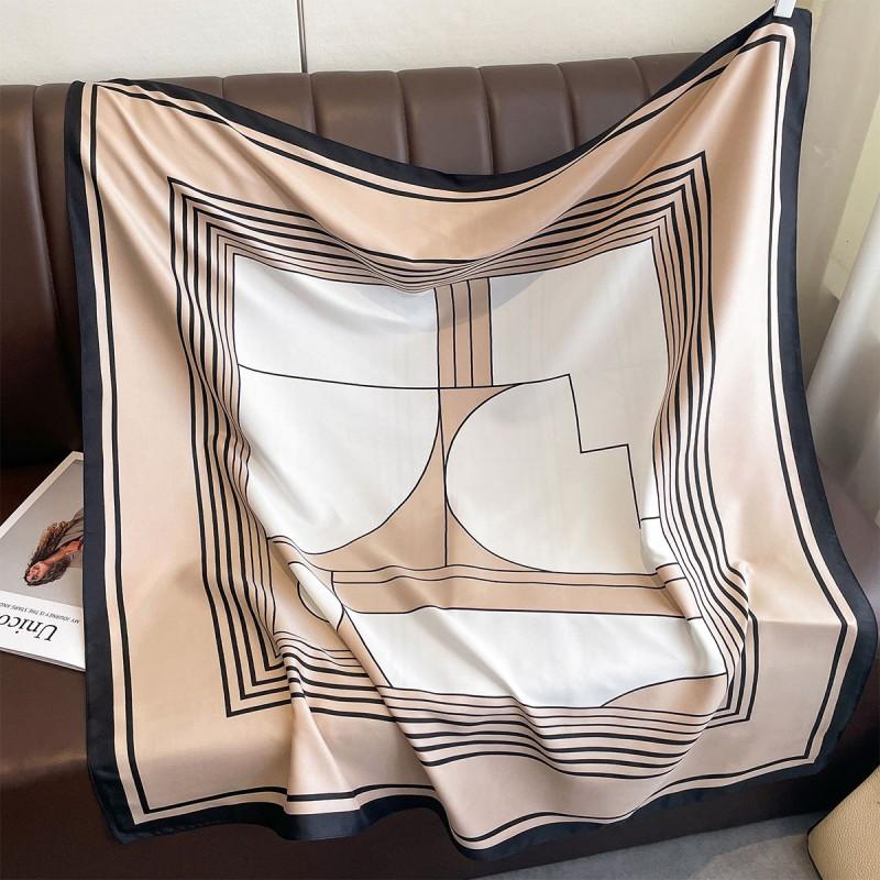 Lightweight 90x90cm Square Scarf Women Navy Style Sun Protection Silk-Like Feel Wear Chic Versatile Accessory