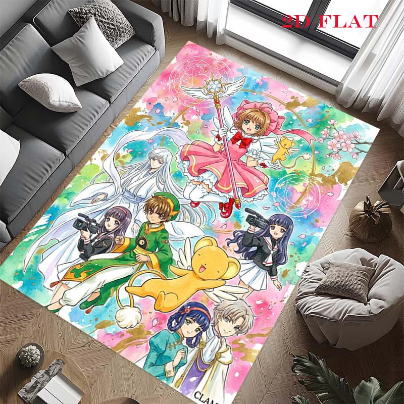 Cardcaptor SakuraSoft Flannel Area Rug Non Slip Washable Floor Mat Large Size Home Decor Living Room Bedroom Entryway Indoor THW