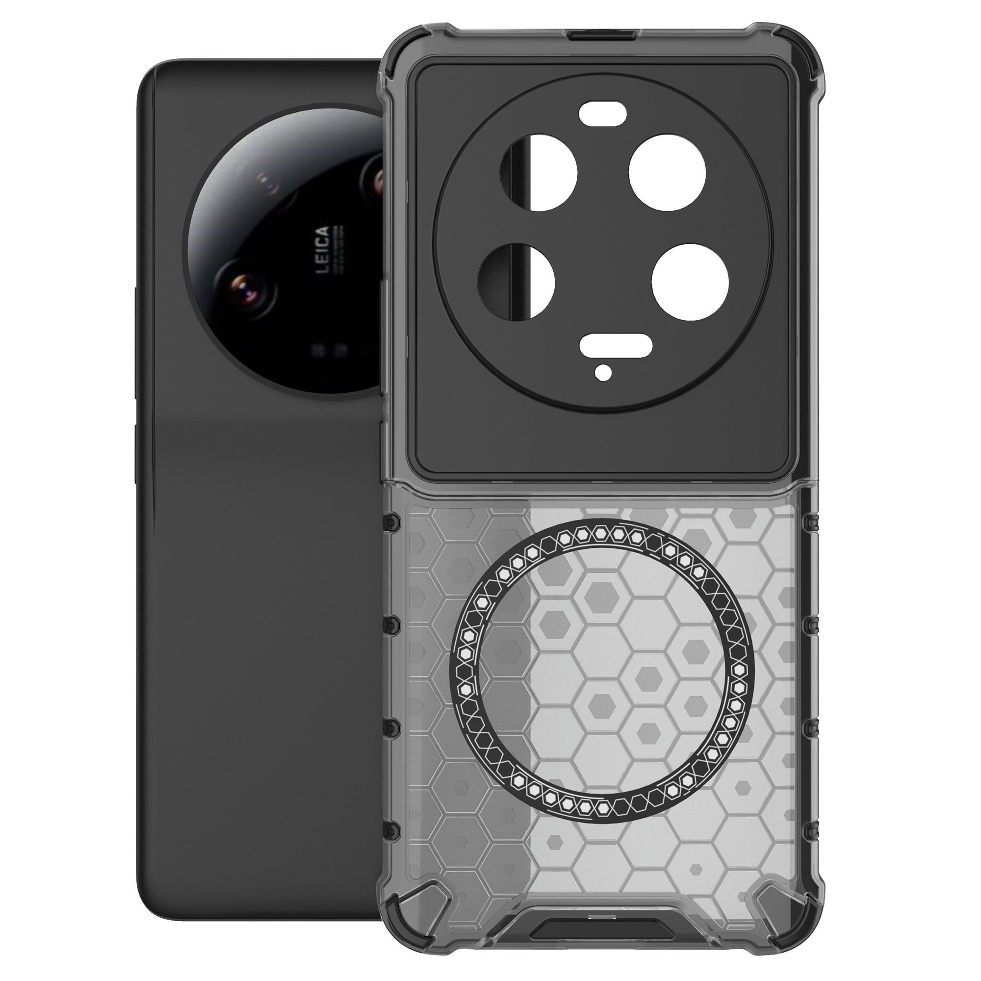 

For Xiaomi 13 Ultra Magnetic Case TPU+PC Phone Cover Honeycomb Anti-Drop Grey