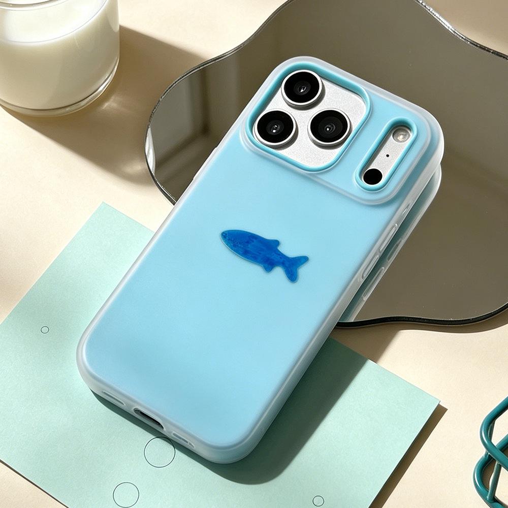 Blue fish is suitable for Huawei niche iPhone16/17pm apple case matte puraxmax phone case for girls