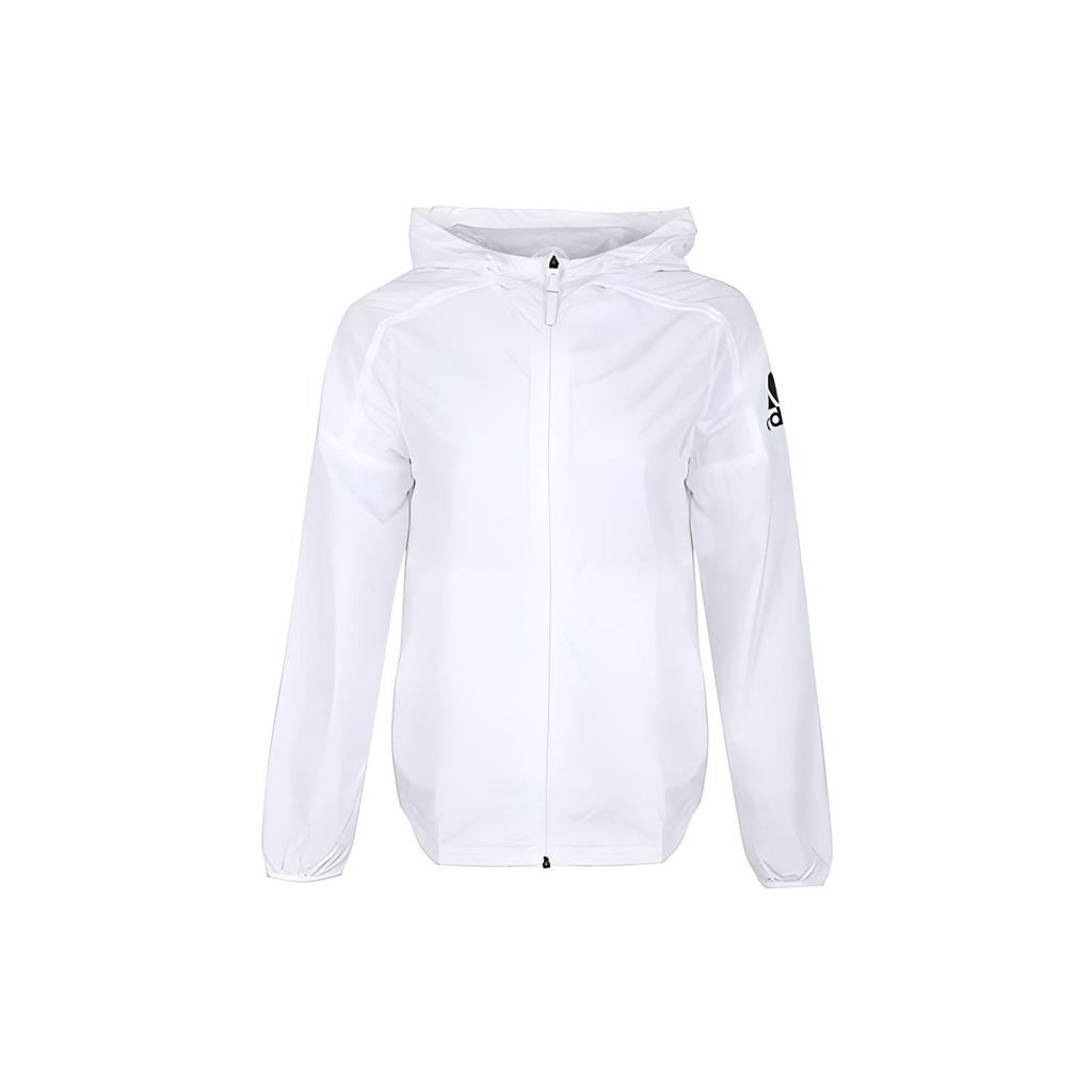 Adidas Hooded Windbreaker Sports Jacket Women Outerwear White CV5476
