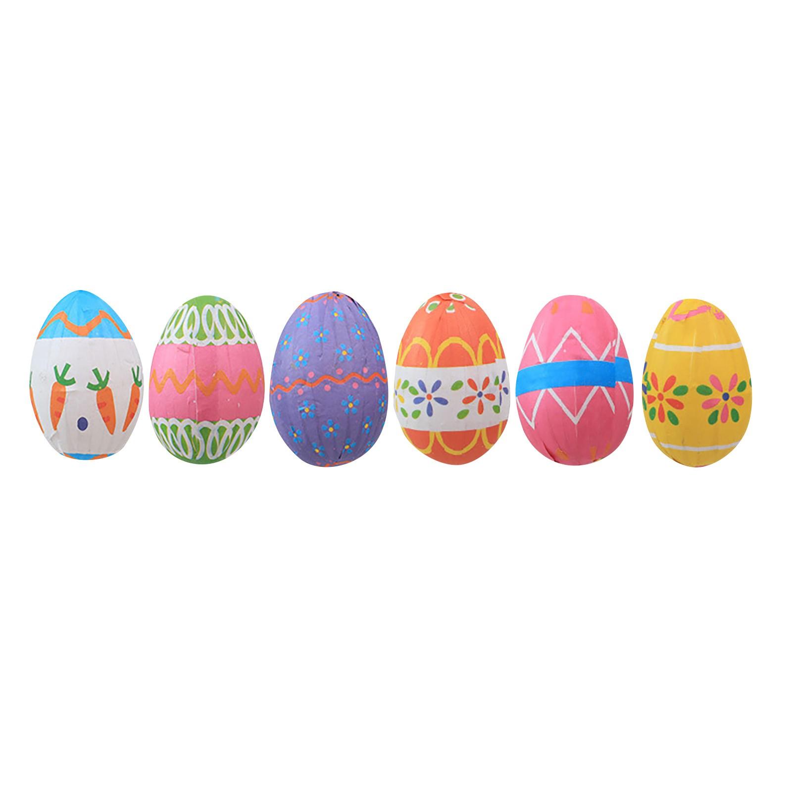 

6pcs Easter Eggs Simulated Egg Hanging Ornaments Diy Holiday Scene Decoration