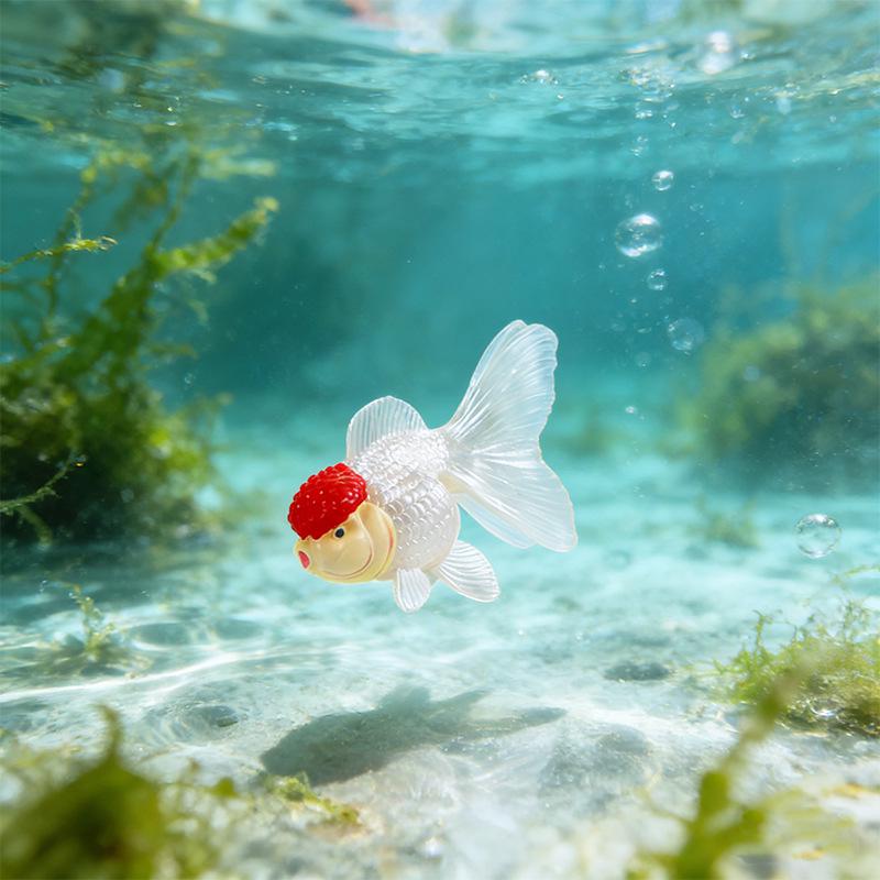 Heart-shaped Goldfish Keychain with Realistic Fish Models