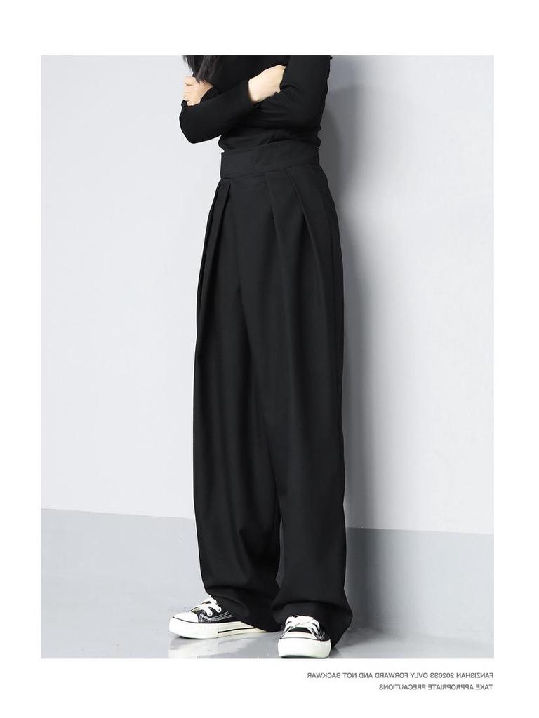 2024 Early Spring Women's High-Waisted Wide-Leg Casual Pants with Velcro