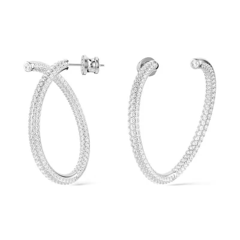 Swarovski Dextera Geometric Crystal Rhodium Plated Earrings Women s Silver 5695939
