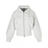 Womens Cropped Zip-Up Hoodie Washed Distressed Rivet Detail Streetwear Sweatshirt