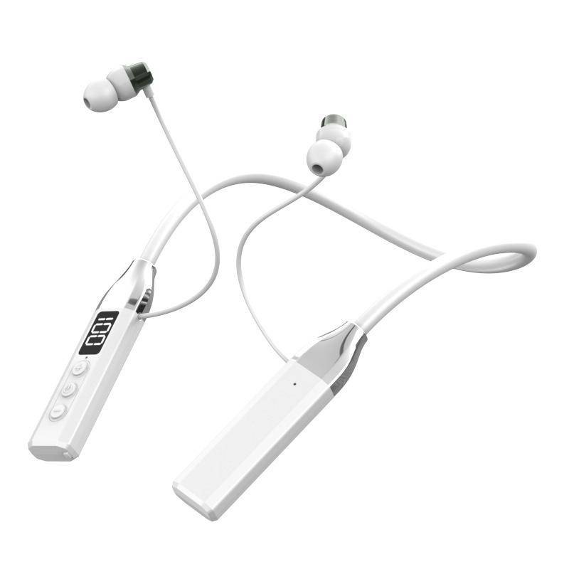 

Bluetooth 6.0 Sports Neckband Earphones with Stereo Sound & Memory Card Slot, Compatible with Apple & Android. One battery білий