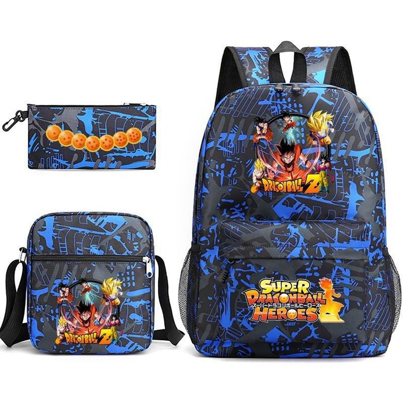 Dragon Ball Super Z Printed Backpack 3-Piece Set Casual Outdoor School Bag 3-Piece Set