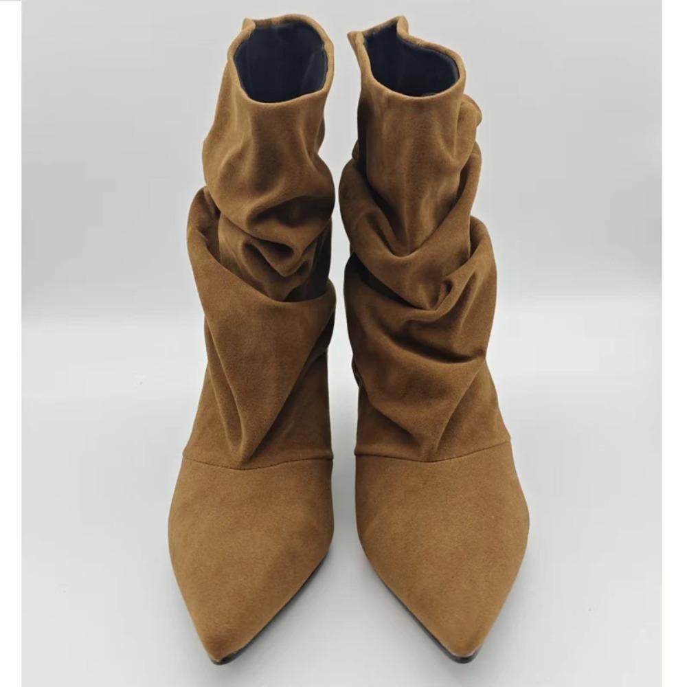 Eilyken 2026 Nuovi Stivali Invernali Corti alla Caviglia Pieghettati a Punta Donna Retro Eleganti Designer Femminili Botas